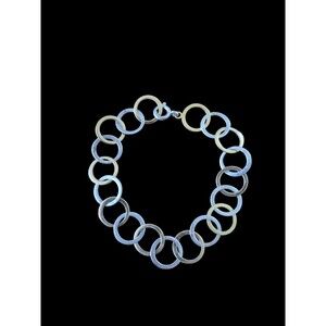 Vintage Sterling Silver Link Bracelet Two Tone Rings